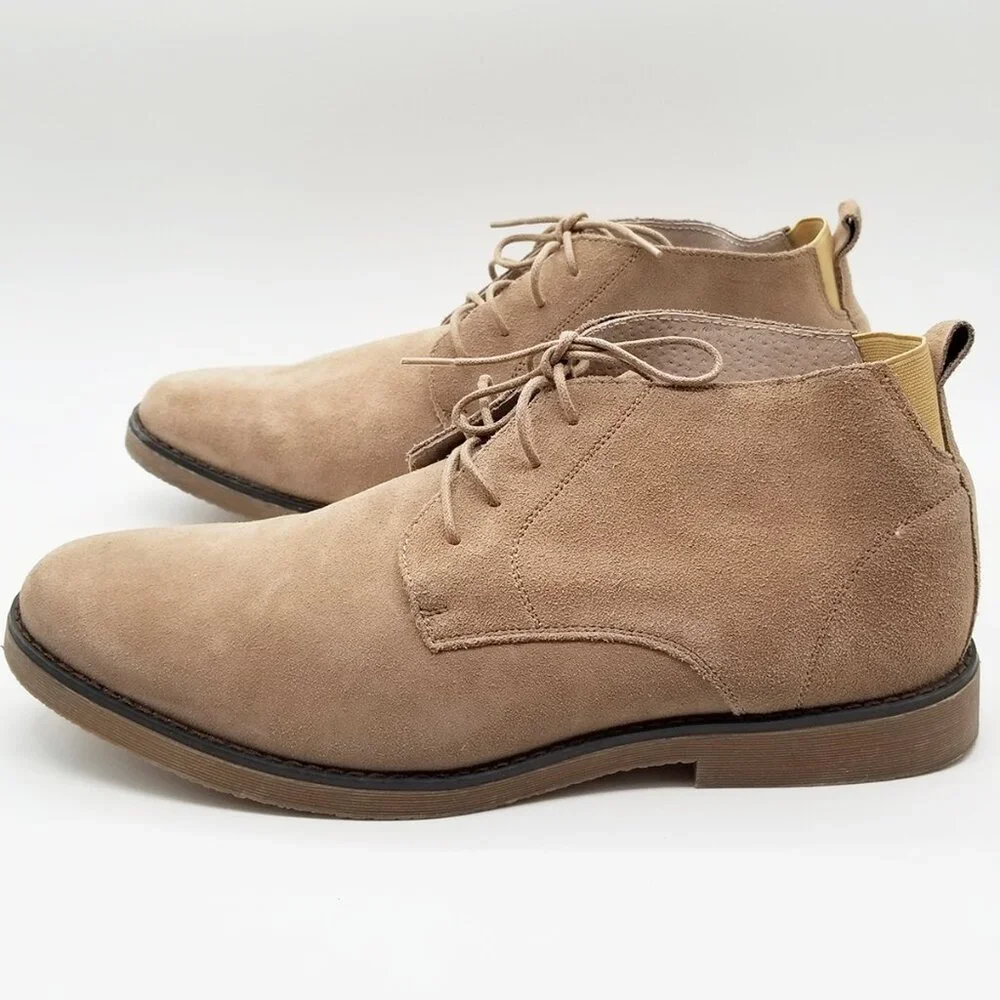 Bruno Marc Men's 13 Suede Leather Chukka Boots Natural Tan Beige Laced Up Dandy